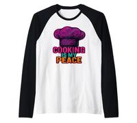 Cooking Is My Peace Chef Amante del Cibo Cucina Zen Maglia con Maniche Raglan