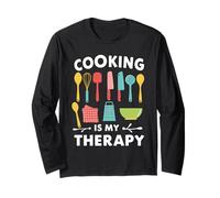 Cooking Is My Therapy, Divertente Design Chef Maglia a Manica