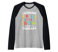 Cooking Is My Therapy, Divertente Design Chef Maglia con Maniche Raglan