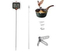 Cooking Oil Temperature Gauge - Digital Probe | Long Probe Kitchen Thermometer With Pot Clip & Rotatable Display, Ideal For Frying, BBQ, Grilling, Candy, Candle Making, Ristorante & Outdoor Cooking