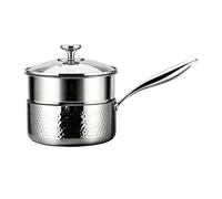 Cooking Saucepan Pot, Stainless Steel Steamer, Non-Stick Uncoated Pan with Lid Handle, Kitchen Boiling Simmering Tool, Reusable Soup Sauce Accessory, for Home Dining Cooking Apartment Restaurant