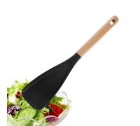 Cooking Silicone Spatula - Heat-Resistant and Baking Spoon, Food Grade Silicone Tool with Wood Handle Kitchen Utensil for Stirring Mixing Flipping Scraping Whisking Safe Easy to Clean Practical