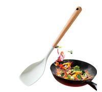 Cooking Spoon Nonstick Cookware, Wooden Handle Soup Spoon, Heat-Resistant Spatula, Dishwasher Safe Kitchen Tools for Cooking, Mixing, Scraping, Baking