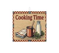 Cooking Time - Tappetino scolapiatti per bancone della cucina, tappetino assorbente rustico scolapiatti in microfibra a scacchiera vintage, protezione 40,6 x 45,7 cm