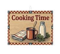 Cooking Time - Tappetino scolapiatti per bancone della cucina, tappetino assorbente rustico scolapiatti in microfibra a scacchiera vintage, protezione 45,7 x 61 cm