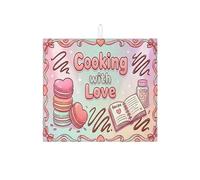 Cooking with Love - Tappetino scolapiatti assorbente, motivo torta a forma di cuore, in microfibra, per bancone della cucina, 40,6 x 45,7 cm