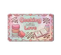 Cooking with Love - Tappetino scolapiatti in gomma assorbente, motivo romantico e fantasioso, per proteggere il bancone della cucina, 30,5 x 50,8 cm
