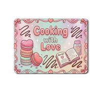 Cooking with Love - Tappetino scolapiatti in gomma assorbente, motivo romantico e fantasioso, per proteggere il bancone della cucina, 45,7 x 61 cm