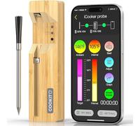 COOKIT Wireless Smart Termometro Cucina, 100m Bluetooth 5.3 Termometro di Carne Barbecue, Controllo App Ipx7 Termometro Alimentare Per Barbecue Grill, Affumicatore, Forno, Rosticceria, Airfryer