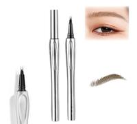 Cooklesa Eyebrow, Cooklesa Upgraded Natural Waterproof Eyebrow Pen with Microfine Tip, Two-Pronged Eyebrow Pencil, Long-Lasting Natural Brow 3D Waterproof Microblading Eyebrow Pen (#02 Brown)