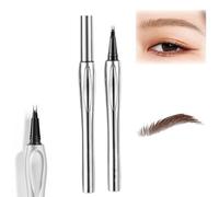 Cooklesa Eyebrow, Cooklesa Upgraded Natural Waterproof Eyebrow Pen with Microfine Tip, Two-Pronged Eyebrow Pencil, Long-Lasting Natural Brow 3D Waterproof Microblading Eyebrow Pen (01 Brown)