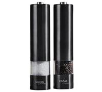 Cooks Professional Set di macinini elettrici per sale e pepe | Macinino automatico a batteria con corso regolabile e macinatura fine e funzionamento One Touch | Macina condimenti | Nero