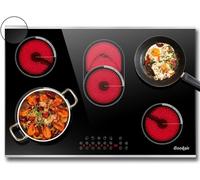 Cooksir Piastra in vetroceramica con 5 luci, calore a infrarossi, 8400 Watt, 77 cm, piastra di cottura elettrica da incasso, zona ovale per grigliata, vetro ceramica, timer, 220 V, 50 Hz