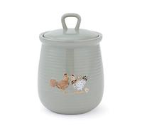 Cooksmart Hen House Lane Barattolo in ceramica | Barattolo da cucina dal design britannico | Stile rustico grigio salvia | Accessorio da cucina durevole ed elegante | Lavare solo a mano
