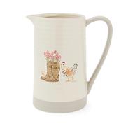 Cooksmart Hen House Lane - Brocca grande, design britannico, in gres porcellanato goffrato, con corpo a coste, stile rustico, lavabile in lavastoviglie e adatta al microonde