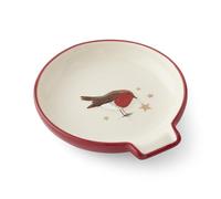 Cooksmart Robins Retreat - Poggiamestolo decorativo in ceramica con design natalizio con pettirosso, pratico supporto per utensili da cucina per cucchiai, cucchiaini da tè e uso quotidiano in cucina