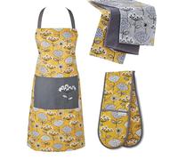 Cooksmart Set di 5 grembiuli, doppi guanti da forno e strofinacci, set di grembiuli, strofinacci e guanti da forno doppi, perfetti per qualsiasi cucina, guanto da forno, grembiule da cucina e