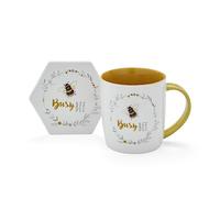 Cooksmart Tazza in 3D con sottobicchiere, idea regalo con animali, ideale come regalo per la festa del papà, la festa della mamma, il compleanno. Set di api