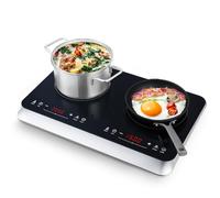 COOKTRON Piastra Induzione Doppia, Piastra Induzione 2 Fuochi Portatile, 3500W, Touch Control con Boost, Timer 4 Ore, Sicurezza Bambini, 10 Livelli di Temperatura e Potenza, Design Elegante