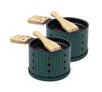 COOKUT - Lumi, raclette a lume di candela, sciogli il tuo formaggio in 3 minuti a tavola o davanti alla TV, spatola di legno inclusa, senza elettricità, confezione da 2, verde