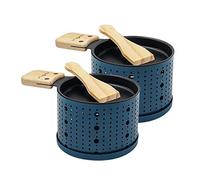 COOKUT - Lumi - Raclette a lume di candela - Scioglie il formaggio in 3 minuti - A tavola, davanti alla TV o anche durante un picnic - Spatola di legno inclusa - Confezione da 2 - Blu