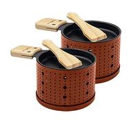 COOKUT - Lumi - Una raclette a lume di candela - Scioglie il formaggio in 3 minuti - A tavola, davanti alla TV o anche durante un picnic - Spatola di legno inclusa - Confezione da 2 - Terra Cotta