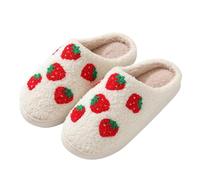 COokx Pantofole a forma di fumetto per donne e uomini, morbide, calde, leggere, antiscivolo, graziose, comode, per interni ed esterni, a forma di cuore, per incontrare di notte a fungo, Fragola, 7.5