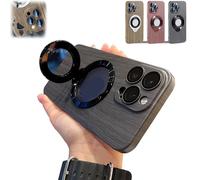 cookx Walnut Grain Magnetic Stand Case for Iphone15, for iPhone 15 14 13 12 PRO Max Full Cover Lens Mag Safe Case Magnetic Ring Stand, Shockproof Anti-Fall Stand Case for iPhone (14Pro Max,Ebony)