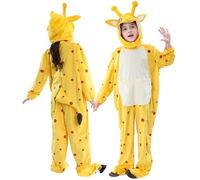 COOKY.D Costume Animale con Cappuccio e Cerniera Tuta Unisex per Halloween e Feste,Giraffa 3-4 Anni