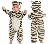 COOKY.D Costume Cosplay di Halloween Unisex con Cappuccio a Forma di Animale per Neonati Maschi e Femmine, Zebra 18-24 Mesi