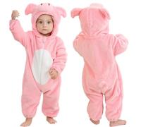 COOKY.D Costume Cosplay di Halloween Unisex con Cappuccio a Forma di Animale per Neonati Maschi e Femmine, Maialino 18-24 Mesi
