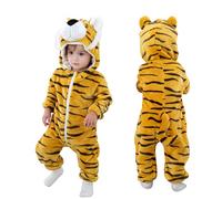 COOKY.D Costume Cosplay di Halloween Unisex con Cappuccio a Forma di Animale per Neonati Maschi e Femmine, 30-36 Mesi,Tigre