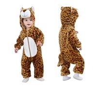 COOKY.D Costume Cosplay di Halloween Unisex con Cappuccio a Forma di Animale per Neonati Maschi e Femmine, 24-30 Mesi,Leopard