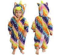 COOKY.D Costume per Neonati e Bambini Tutina Animale in Flanella Pagliaccetto con Cappuccio Multicolore,12-18 Mesi