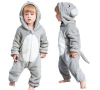 COOKY.D Neonato con Cappuccio Flanella Romper Autunno Inverno Onsie Pigiama Tuta Maniche Lunghe per Bambini Ragazze Ragazzi,18-24 Mesi,Mouse