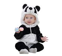 COOKY.D Neonato con Cappuccio Romper Flanella Autunno Inverno Onsie Pigiama Tuta Manica Lunga per Bambini Ragazze Ragazzi,2-6 Mesi,Panda