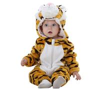 COOKY.D Neonato con Cappuccio Romper Flanella Autunno Inverno Onsie Tuta Manica Lunga per Bambini Ragazze Ragazzi,24-30 Mesi,Tiger