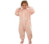 COOKY.D Pigiama Unisex Bambini e Bambine in Flanella con Maniche Lunghe Sacco Nanna con Piedi per Neonati con Cerniera Tripla Coperta da Cartone Animato.Gatto Rosa 3-4 Anni