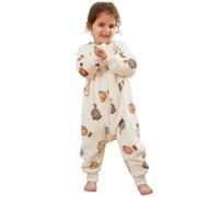 COOKY.D Pigiama Unisex Bambini e Bambine in Flanella con Maniche Lunghe Sacco Nanna con Piedi per Neonati con Cerniera Tripla Coperta Indossabile da Cartone Animato.Bianco 4-5 Anni
