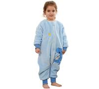 COOKY.D Pigiama Unisex Bambini e Bambine in Flanella con Maniche Lunghe Sacco Nanna con Piedi per Neonati con Cerniera Tripla Coperta Indossabile da Cartone Animato.Dinosaurio 5-6 Anni