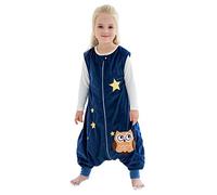 COOKY.D Sacco Nanna Senza Maniche per Neonati Bambini Unisex con Piedi Cerniera Coperta Indossabile per Cameretta,3-5 Anni Gufo Blu Scuro