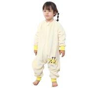 COOKY.D Sacco Nanna Unisex Bambini in Flanella con Maniche Lunghe e Gambe Cerniera Coperta Indossabile da Cartone Animato,Giraff 3-4 Anni