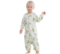 COOKY.D Sacco Nanna Unisex Cotone per Bambini a Maniche Lunghe Tripla Cerniera Coperta Indossabile,Verde 2-4 Anni