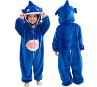 COOKY.D Tuta Bebè Flanella Cartoon Larga con Cappuccio e Cerniera Tuta Completa Neonato Bambini Tuta Intera,Squalo 24-30 Mesi