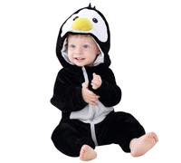 COOKY.D Tuta con Cappuccio per Bambino Unisex Super Morbida in Flanella Tuta Animale Autunno Inverno per Neonati Pigiama Outfit,2-6 Mesi Uccello Nero