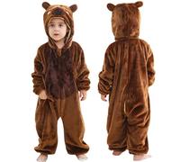 COOKY.D Tuta Intera con Cappuccio in Flanella Animale Loose Fit Cartoon Unisex Completi Neonato,Capibara 2-6 Mesi