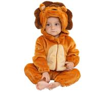 COOKY.D Tuta per Neonata con Cappuccio per Bambina e Bambino Body Autunno Inverno Flanella Outfit Animale Pigiama Costume Cosplay 2-6 Mesi,Leone Marrone