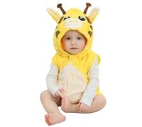 COOKY.D Tuta Senza Maniche Bambino Unisex con Animale Carino Body per Neonati Bambino Bambina Con Cappuccio Motivo,Giraffa 6-12 Mesi