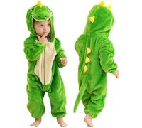 COOKY.D Vignetta di Flannel per Bambini Agganciata alla Cerniera Lampo Lampo per Bambini Vestiti da Gioco per Bambini Femmine Jumpsuit,Dinosauro Verde da 12-18 Mesi