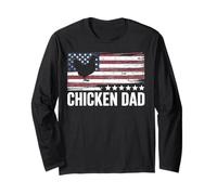 Cool 4th of July Chicken Dad Patriotic American Flag Party Maglia a Manica